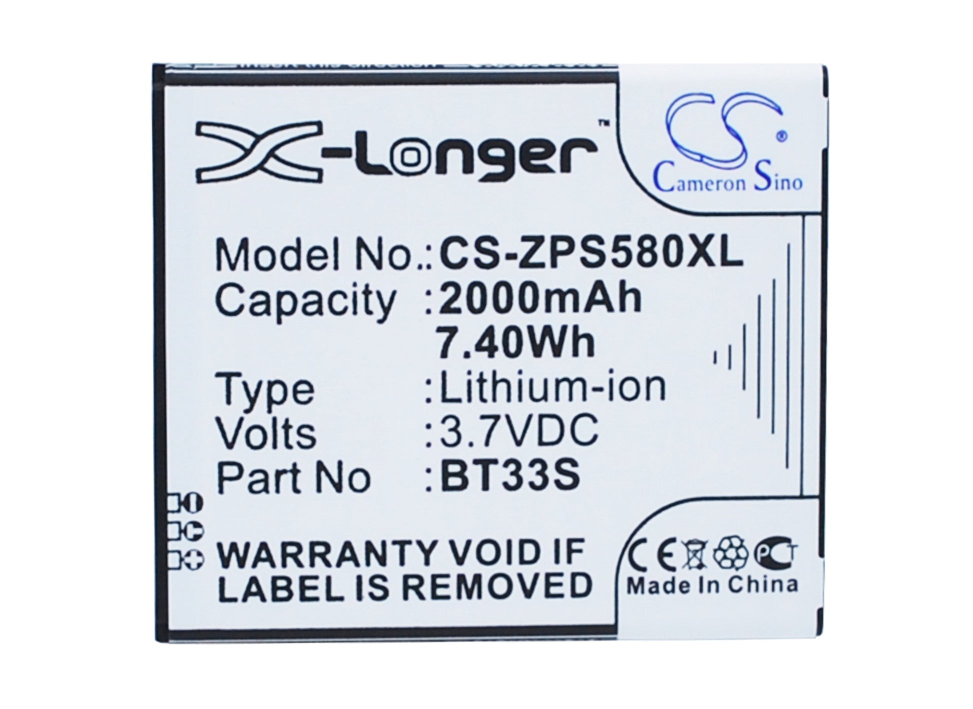 Replacement Battery for ZOPO ZP580 – Mobile, SmartPhone – 2000mAh / 3.7V - image 1