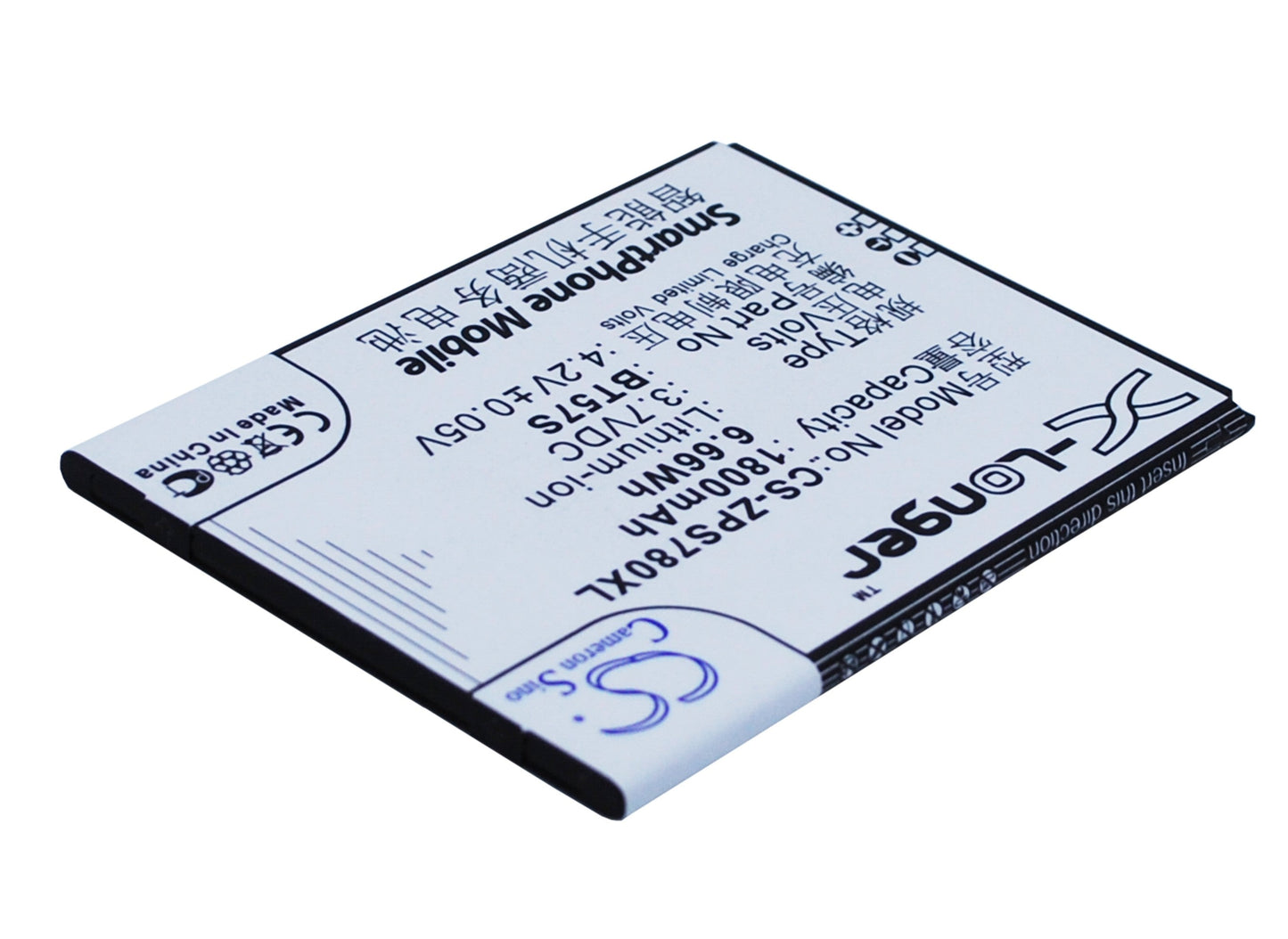 Replacement Battery for ZOPO  6560 – Mobile, SmartPhone – 1800mAh / 6.66Wh / 3.7V