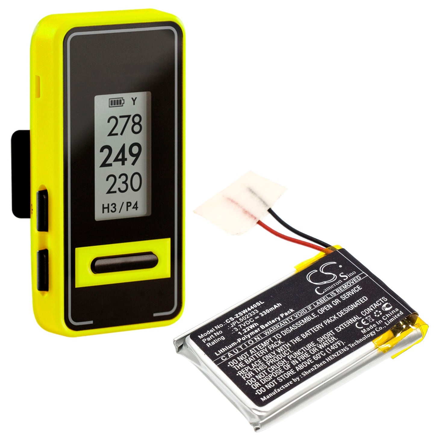 Replacement Battery for IZZO  A44040 – GPS, Navigator – 330mAh / 1.22Wh / 3.7V
