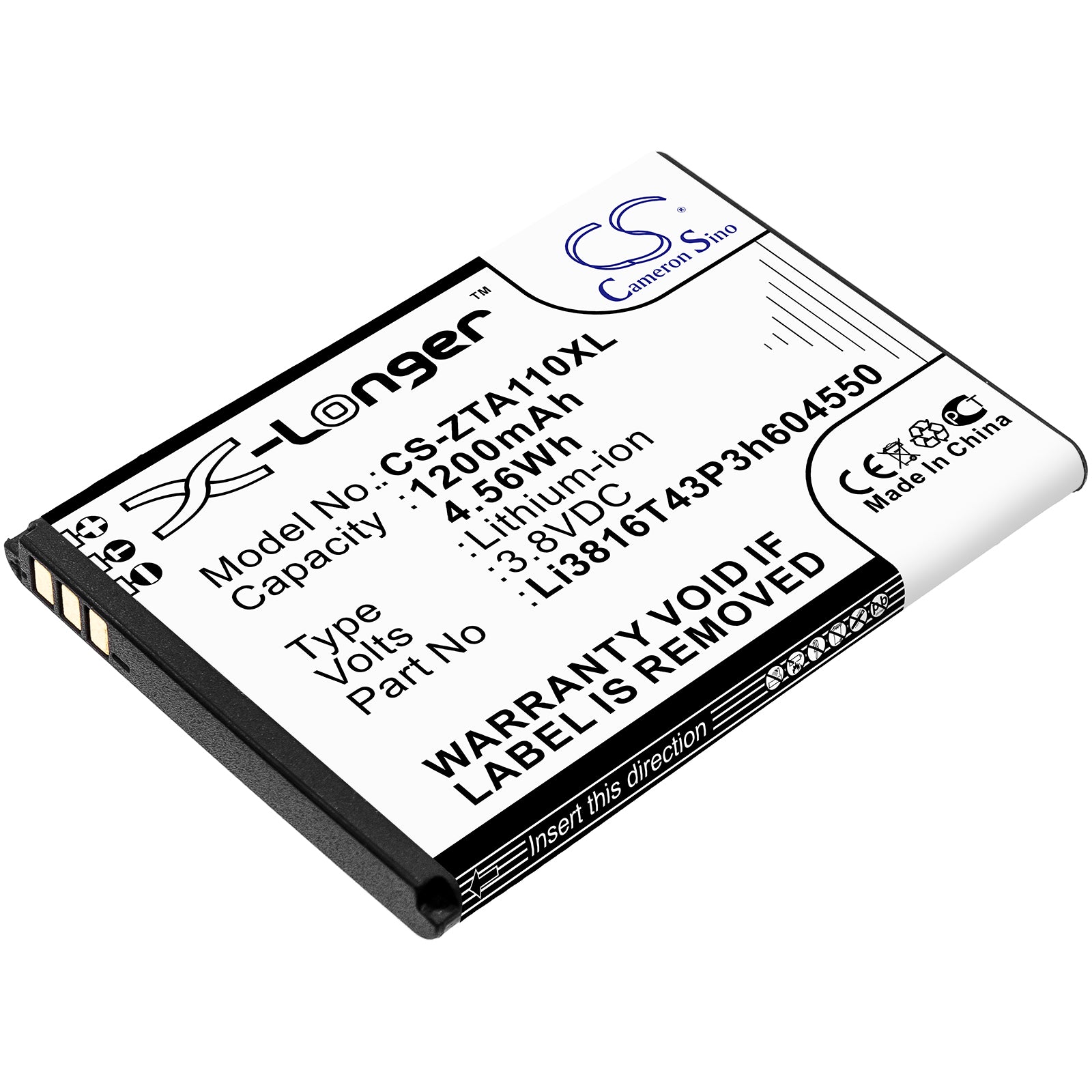 Replacement Battery for ZTE Blade A110 – Mobile, SmartPhone – 1200mAh / 3.8V - image 1