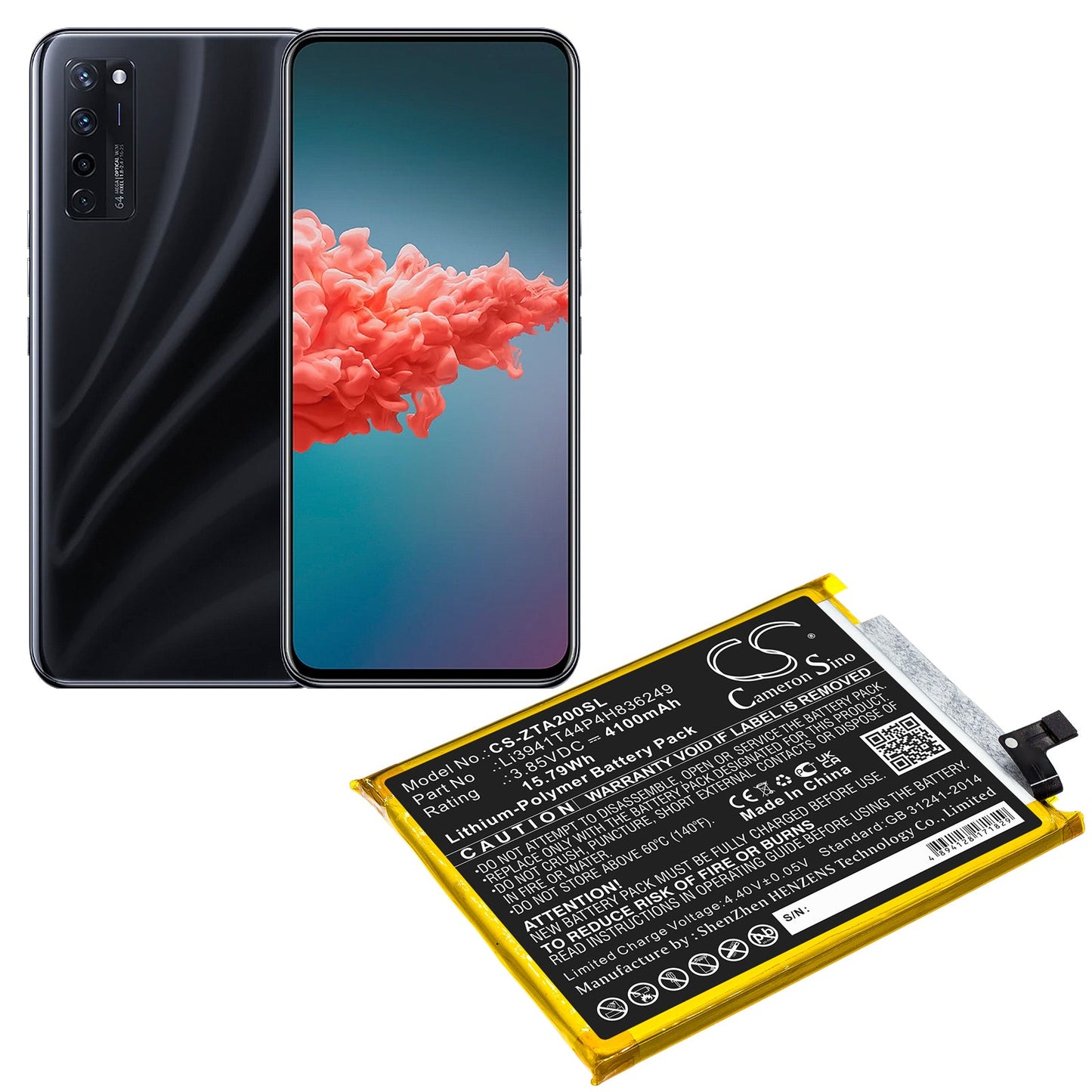 Replacement Battery for ZTE  A2121 – Mobile, SmartPhone – 4100mAh / 15.79Wh / 3.85V