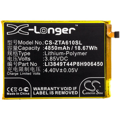 Replacement Battery for ZTE  A0622 – Mobile, SmartPhone – 4850mAh / 18.67Wh / 3.85V