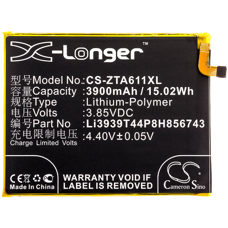 Replacement Battery for ZTE  Blade A6 Max – Mobile, SmartPhone – 3900mAh / 15.02Wh / 3.85V