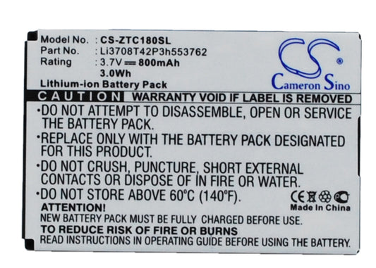 Replacement Battery for ZTE | Telstra C160 – Mobile, SmartPhone – 800mAh / 3.7V - image 1