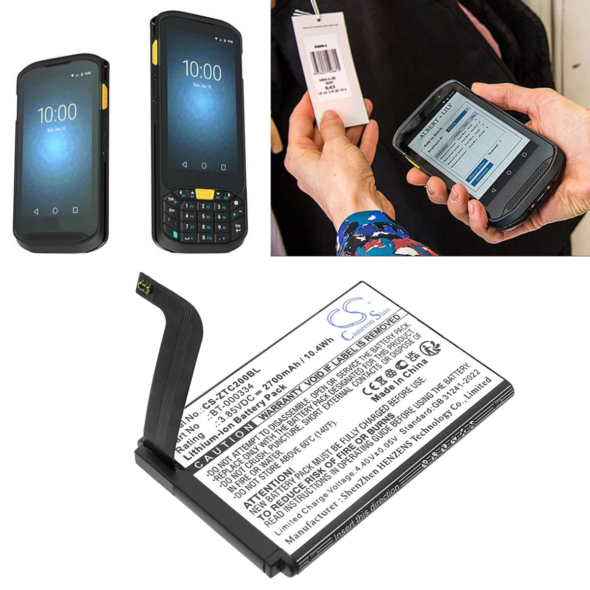 Replacement Battery for Zebra TC20 – Barcode Scanner – 2700mAh / 3.85V