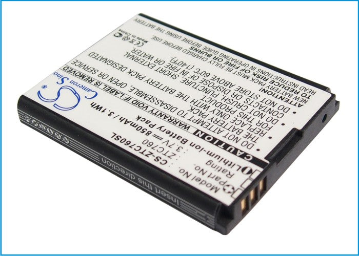 Replacement Battery for ZTE | MetroPCS | Telstra C76 – Mobile, SmartPhone – 850mAh / 3.7V - image 2