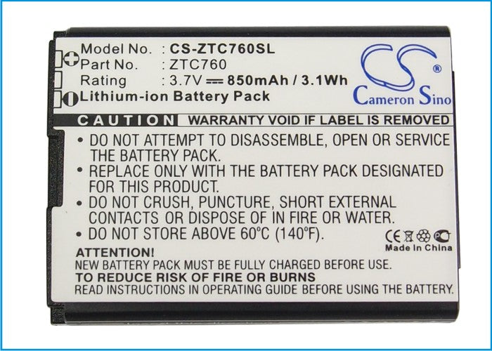Replacement Battery for ZTE | MetroPCS | Telstra C76 – Mobile, SmartPhone – 850mAh / 3.7V - image 5