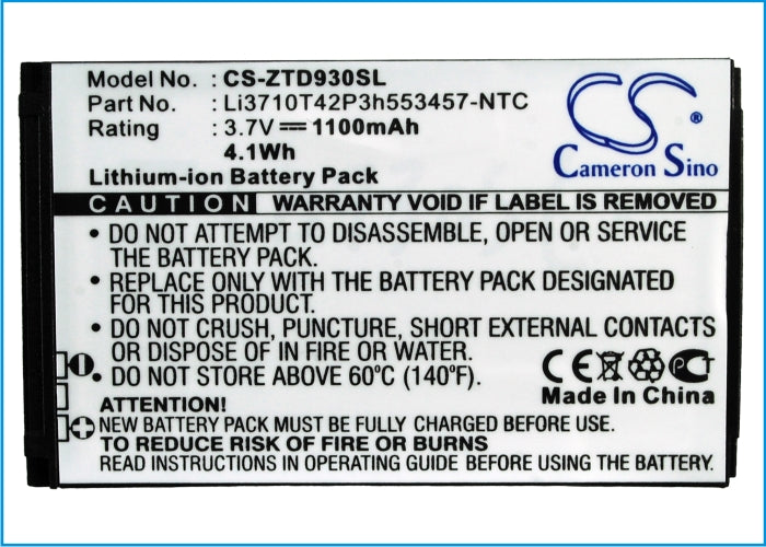 Replacement Battery for Cricket  Chorus – Mobile, SmartPhone – 1100mAh/4.1WH / 3.7V