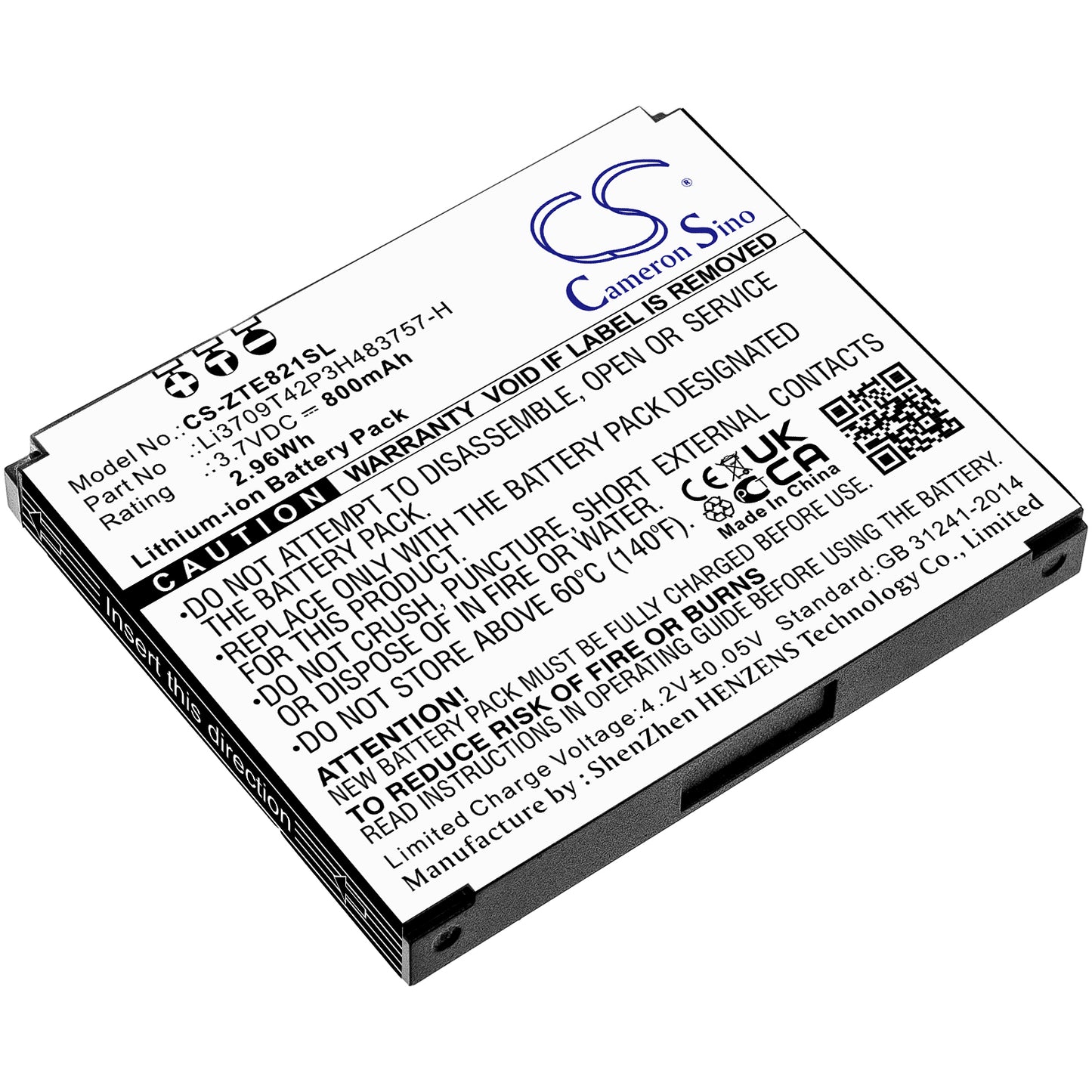 Replacement Battery for ZTE E821 – Mobile, SmartPhone – 800mAh / 3.7V - image 1