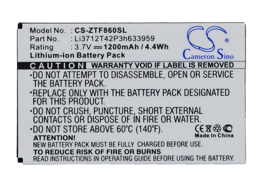 Replacement Battery for Telstra | ZTE E700 F860 F868 F866 – Mobile, SmartPhone – 1200mAh / 3.7V - image 1