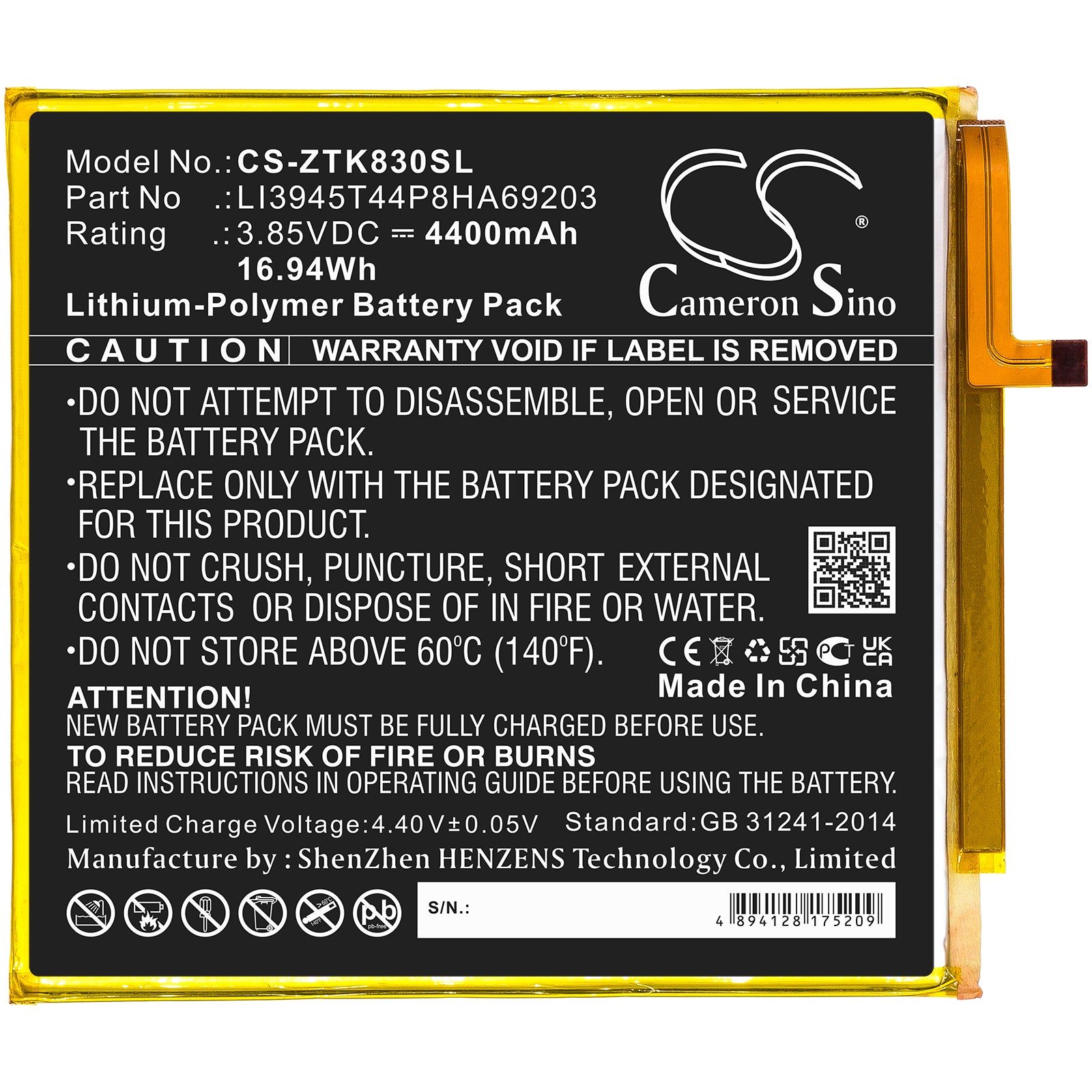 Replacement Battery for ZTE Grand X View 2 – Tablet – 4400mAh / 3.85V - image 3
