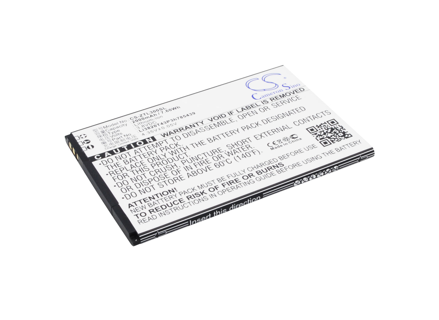 Replacement Battery for ZTE Blade L3 – Mobile, SmartPhone – 2000mAh / 3.8V - image 1