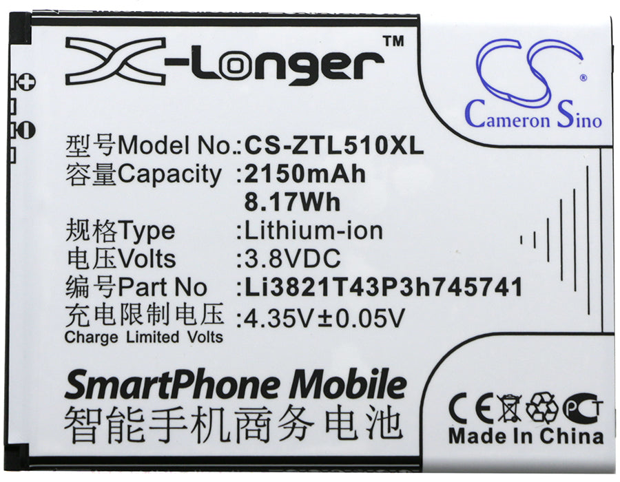 Replacement Battery for ZTE  Blade L5 – Mobile, SmartPhone – 2150mAh / 8.17Wh / 3.8V
