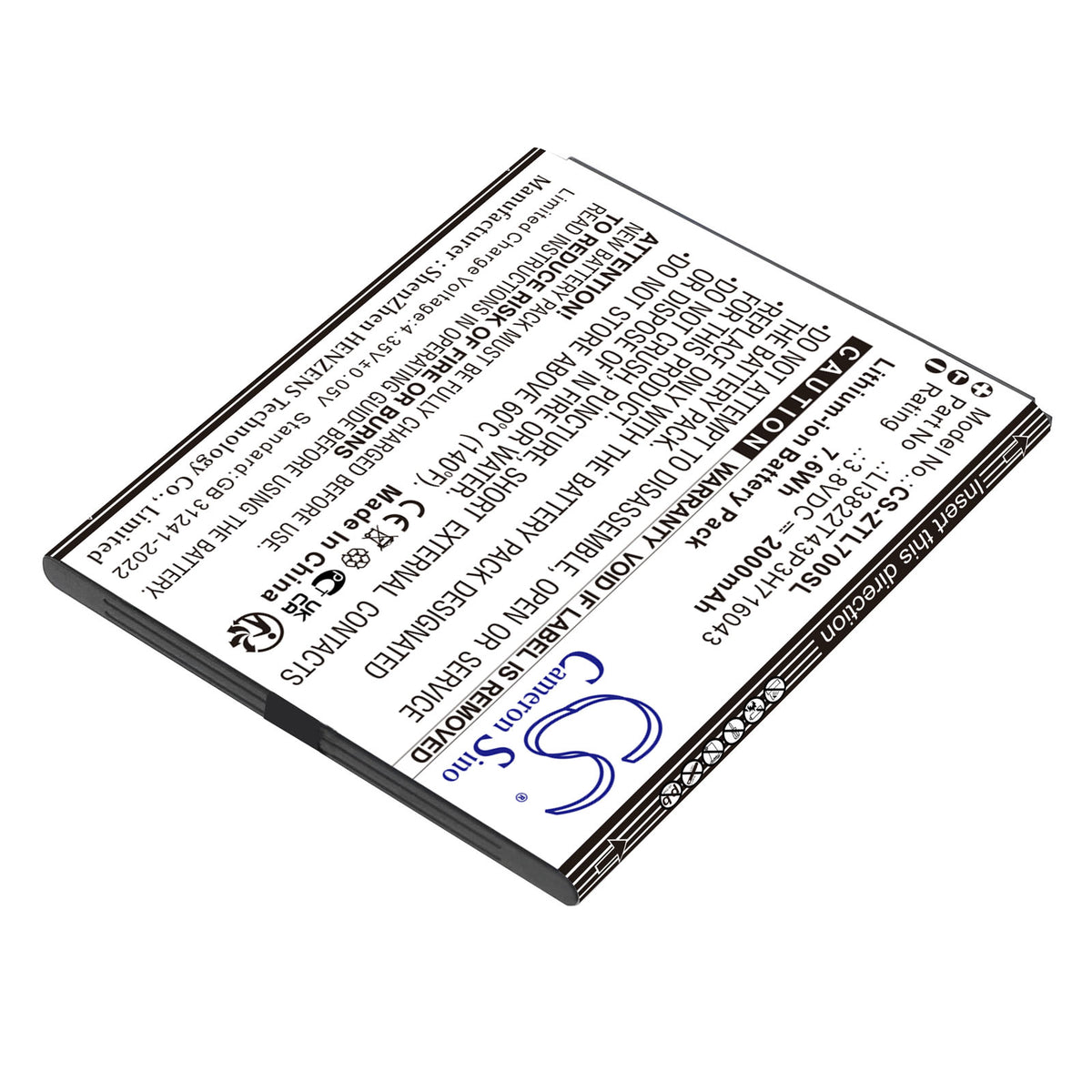 Replacement Battery for ZTE Blade A30 – Mobile, SmartPhone – 2000mAh / 3.8V