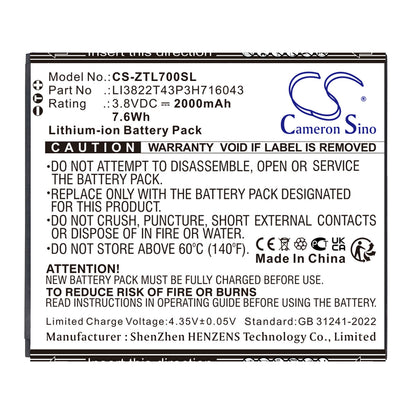 Replacement Battery for ZTE Blade A30 – Mobile, SmartPhone – 2000mAh / 3.8V