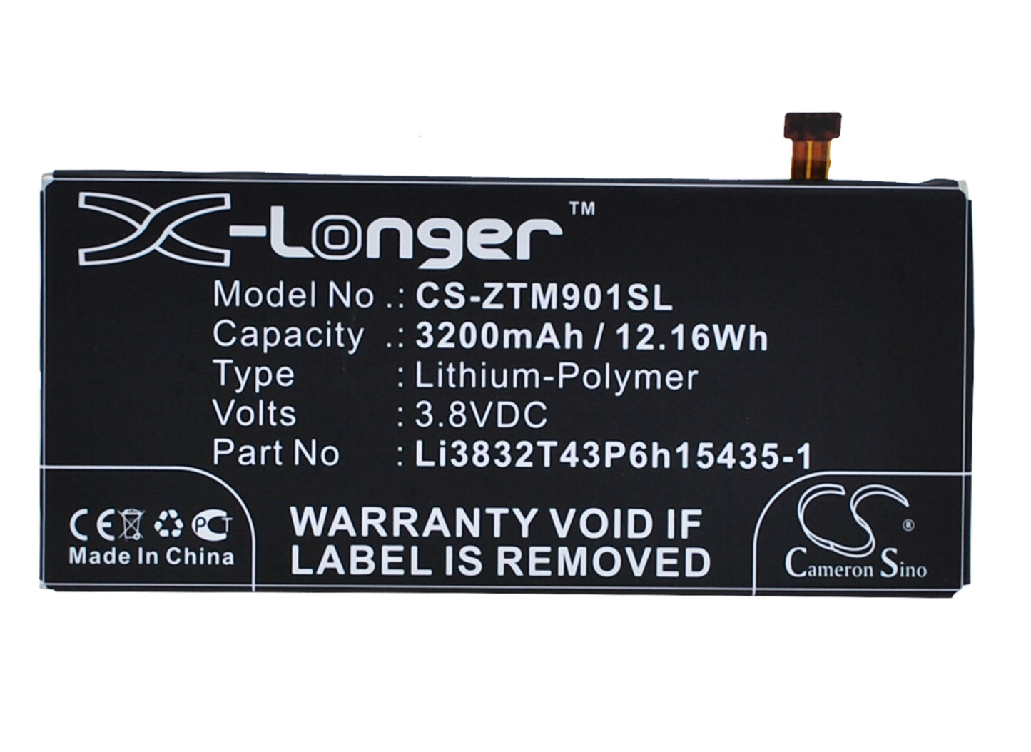Replacement Battery for ZTE Grand M901C – Mobile, SmartPhone – 3200mAh / 3.8V - image 1