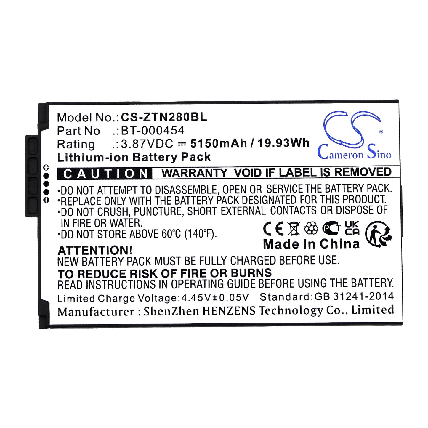 Replacement Battery for Zebra  TC15 – Barcode Scanner – 5150mAh / 19.93Wh / 3.87V