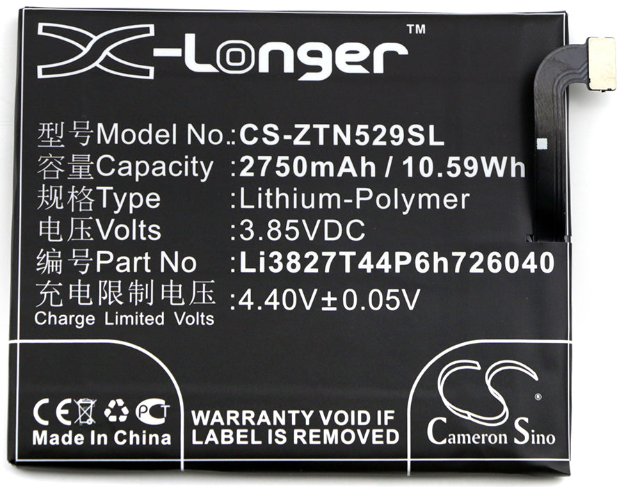 Replacement Battery for ZTE  Nubia Z11 mini – Mobile, SmartPhone – 2750mAh / 10.59Wh / 3.85V