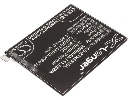 Replacement Battery for Nubia  NX531 – Mobile, SmartPhone – 3000mAh / 11.55Wh / 3.85V