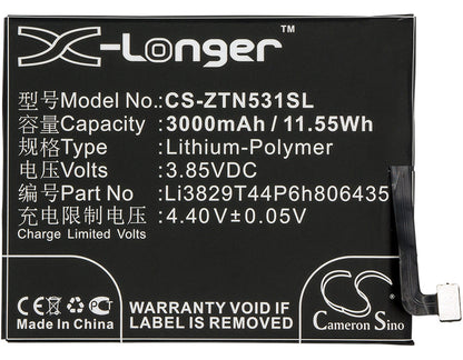 Replacement Battery for Nubia  NX531 – Mobile, SmartPhone – 3000mAh / 11.55Wh / 3.85V