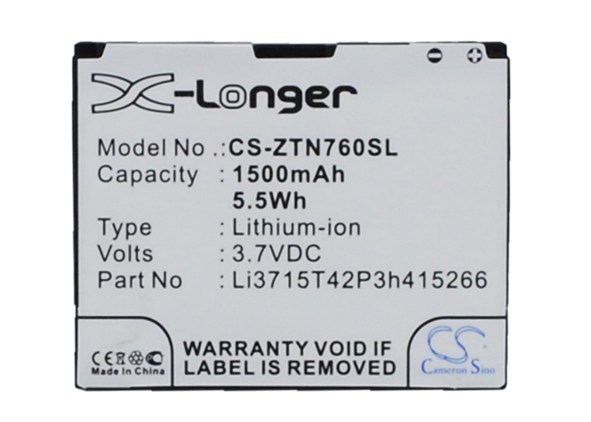 Replacement Battery for NET10 | AT&T | Sprint | ZTE | Telenor | USCellular Z665 – Mobile, SmartPhone – 1500mAh / 3.7V - image 1