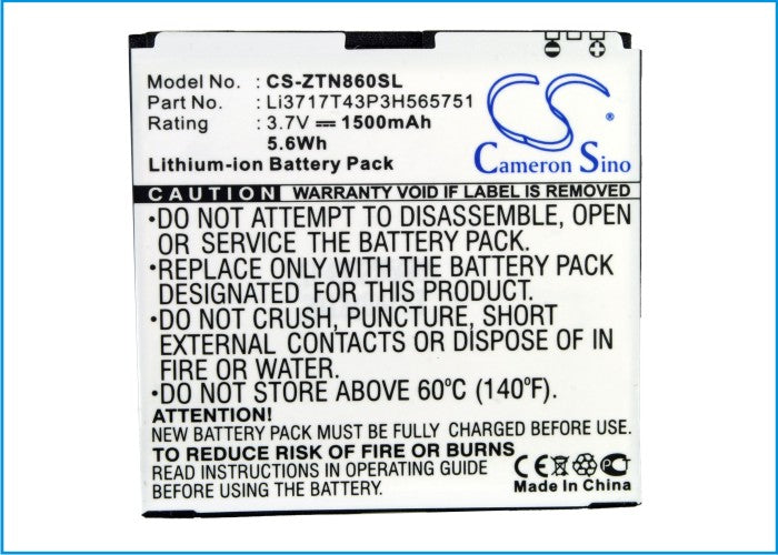 Replacement Battery for USCellular | BoostMobile | Sprint | ZTE | Medion | MetroPCS MWP3505 – Mobile, SmartPhone – 1500mAh / 3.7V - image 5