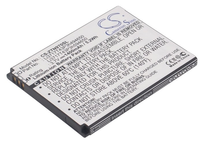 Replacement Battery for Virgin Mobile | Amazing | NET10 | ZTE | SRF AWE – Mobile, SmartPhone – 1400mAh / 3.7V - image 1