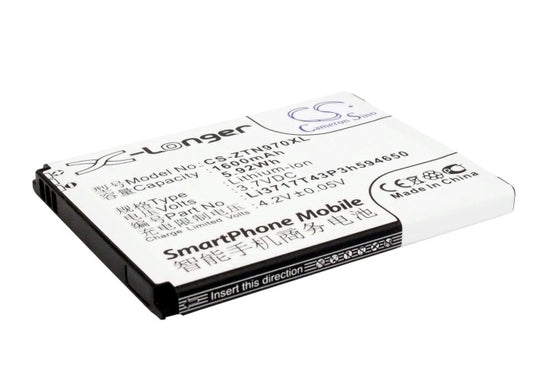Replacement Battery for Amazing | NET10 | SRF | ZTE | Virgin Mobile A2 – Mobile, SmartPhone – 1600mAh / 3.7V - image 1