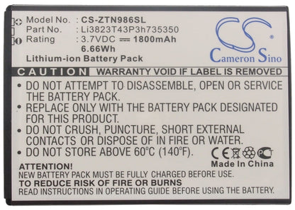 Replacement Battery for AT&T  Maven 2 – Mobile, SmartPhone – 1800mAh / 6.66Wh / 3.7V