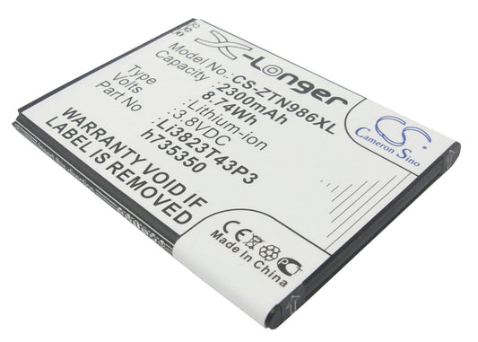 Replacement Battery for ZTE | T-Mobile | AT&T | Tegra | BoostMobile | Allstar N986 – Mobile, SmartPhone – 2300mAh / 3.8V - image 1