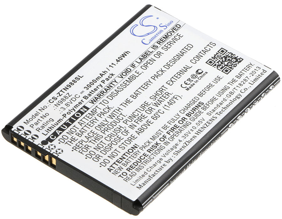 Replacement Battery for ZTE N988Z – Mobile, SmartPhone – 3000mAh / 3.8V - image 1