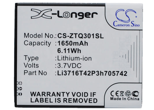 Replacement Battery for A+World | ZTE CG503 – Mobile, SmartPhone – 1650mAh / 3.7V - image 1