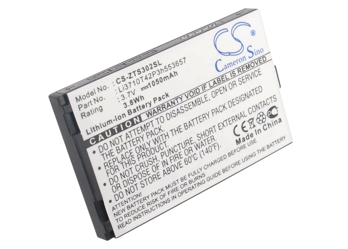 Replacement Battery for ZTE  S302 – Mobile, SmartPhone – 1050mAh / 3.89Wh / 3.7V