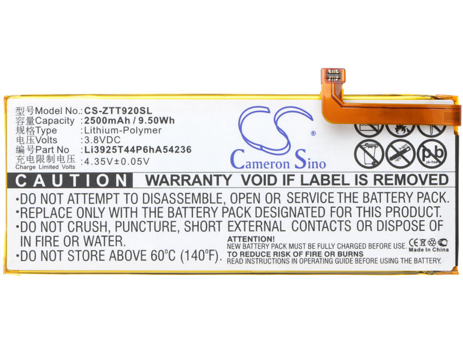Replacement Battery for ZTE  Blade S7 – Mobile, SmartPhone – 2500mAh / 9.50Wh / 3.8V