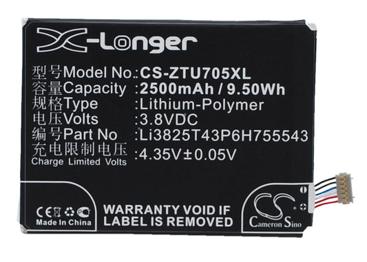 Replacement Battery for ZTE | Telstra Q705U – Mobile, SmartPhone – 2500mAh / 3.8V - image 1