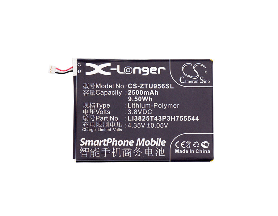Replacement Battery for ZTE  U956 – Mobile, SmartPhone – 2500mAh / 9.50Wh / 3.8V