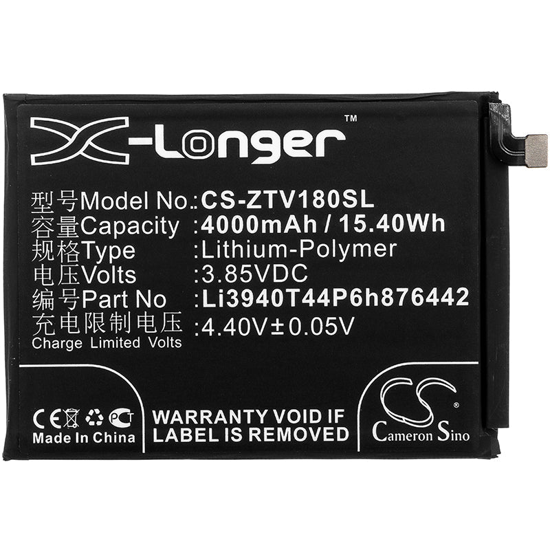 Replacement Battery for ZTE  Nubia V18 – Mobile, SmartPhone – 4000mAh / 15.40Wh / 3.85V