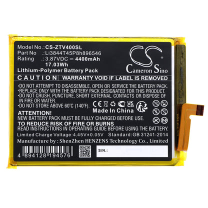 Replacement Battery for ZTE  Axon 40 SE – Mobile, SmartPhone – 4400mAh / 17.03Wh / 3.87V