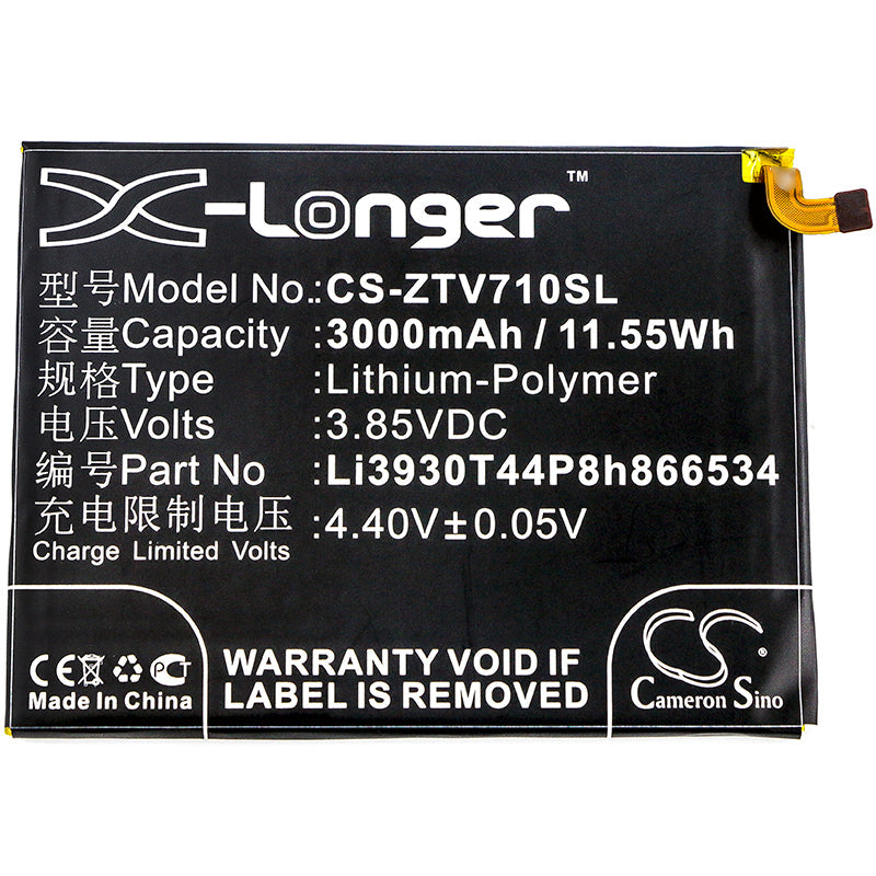 Replacement Battery for ZTE  Blade V7 Max – Mobile, SmartPhone – 3000mAh / 11.55Wh / 3.85V