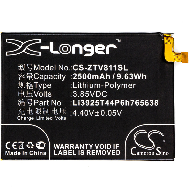 Replacement Battery for ZTE  Blade V8 Lite – Mobile, SmartPhone – 2500mAh / 9.63Wh / 3.85V