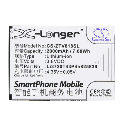 Replacement Battery for ZTE  Blade Q Maxi – Mobile, SmartPhone – 2000mAh / 7.60Wh / 3.8V