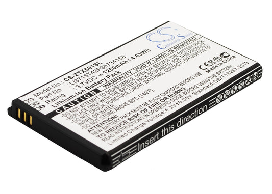 Replacement Battery for ZTE  Score M – Mobile, SmartPhone – 1250mAh / 4.63Wh / 3.7V