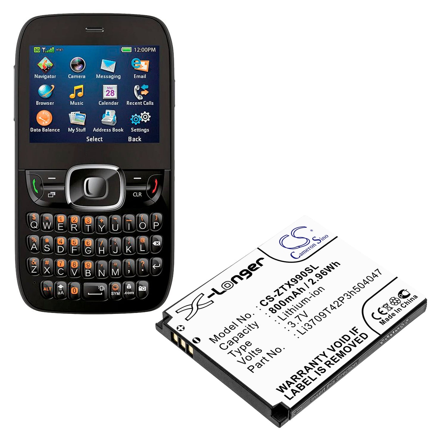Replacement Battery for T-Mobile  Beat – Mobile, SmartPhone – 800mAh / 2.96Wh / 3.7V