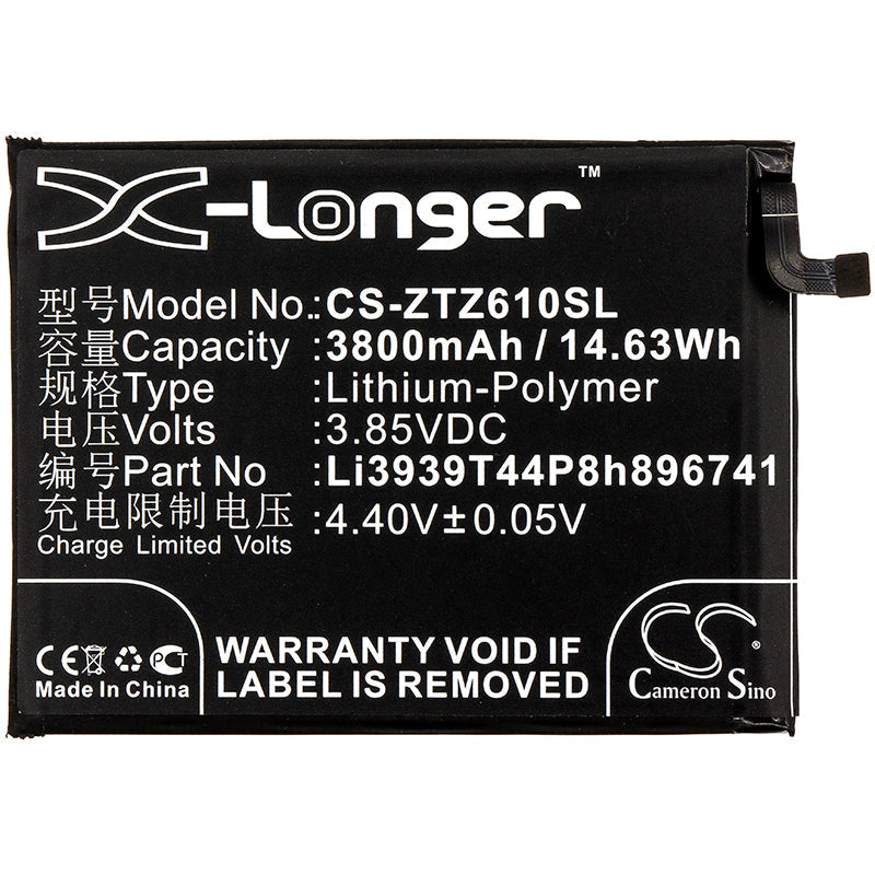 Replacement Battery for ZTE  Blade Max View – Mobile, SmartPhone – 3800mAh / 14.63Wh / 3.85V