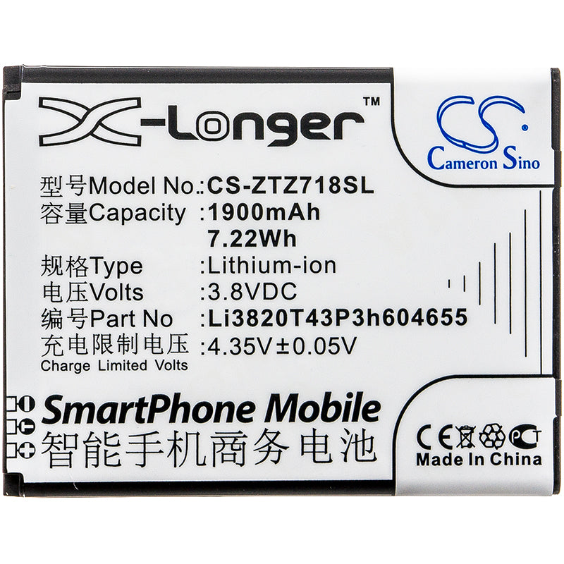 Replacement Battery for ZTE  Jasper – Mobile, SmartPhone – 1900mAh / 7.22Wh / 3.8V