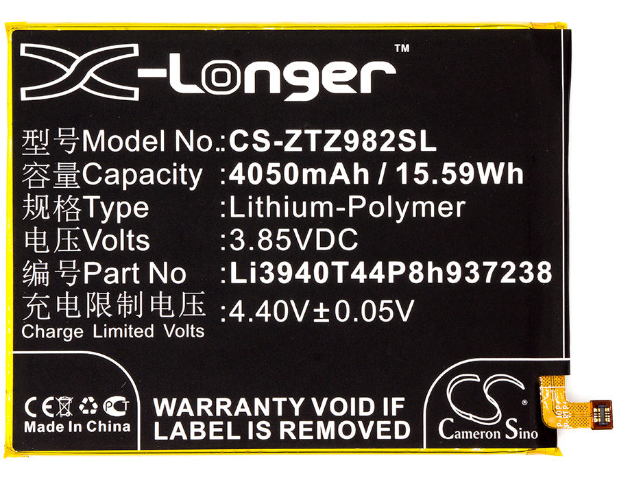 Replacement Battery for ZTE  Blade Z Max – Mobile, SmartPhone – 4050mAh / 15.59Wh / 3.85V